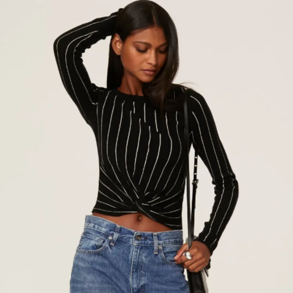 Victor Glemaud Pinstripe Knot Front Top size small